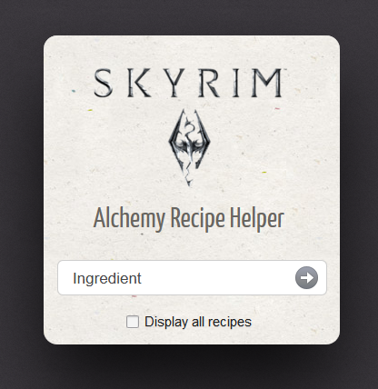 Skyrim Alchemy Recipe Helper Screenshot